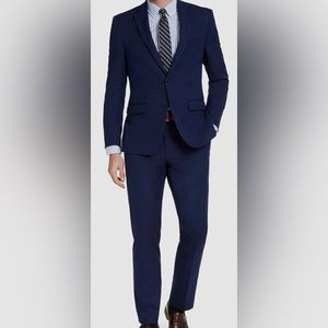 Van Heusen Young Men's Blue Solid Slim-Fit Jacket Pants 2-Piece Suit Size 18
